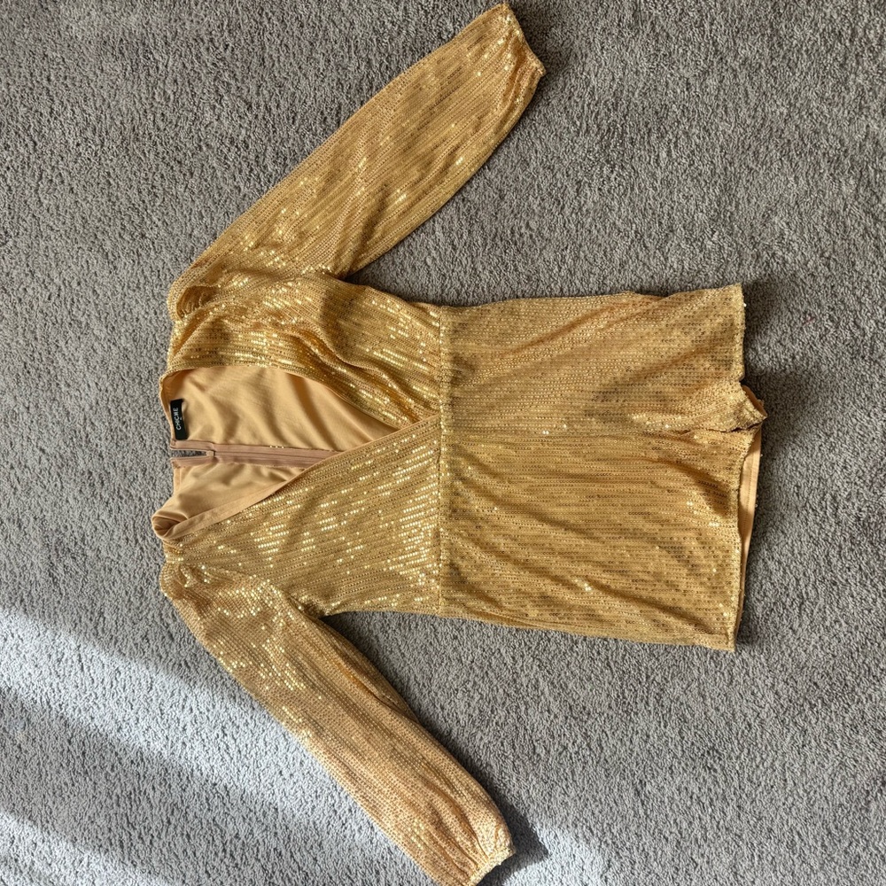 Gold Sequin Long Sleeve Romper